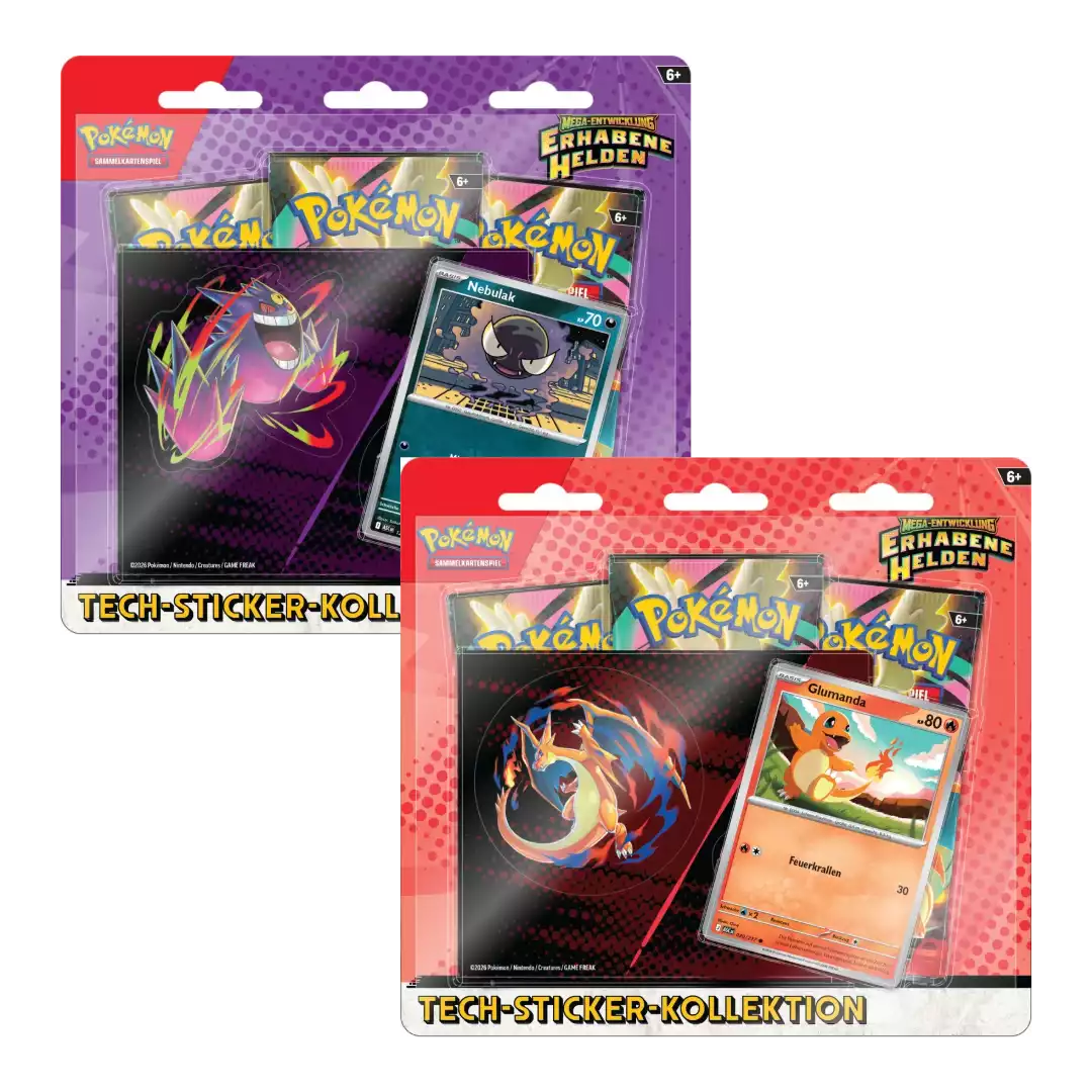 Pokémon - Mega Entwicklung / Erhabene Helden Tech Sticker Kollektion 3-Pack Blister (DE)
