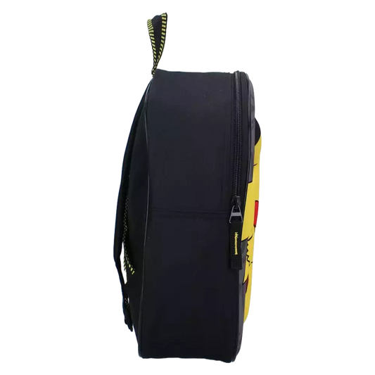 Pokémon Pikachu 3D Rucksack in Grau – Seitenansicht mit sichtbaren Reißverschlüssen und Trägern, robust und kindgerecht gestaltet