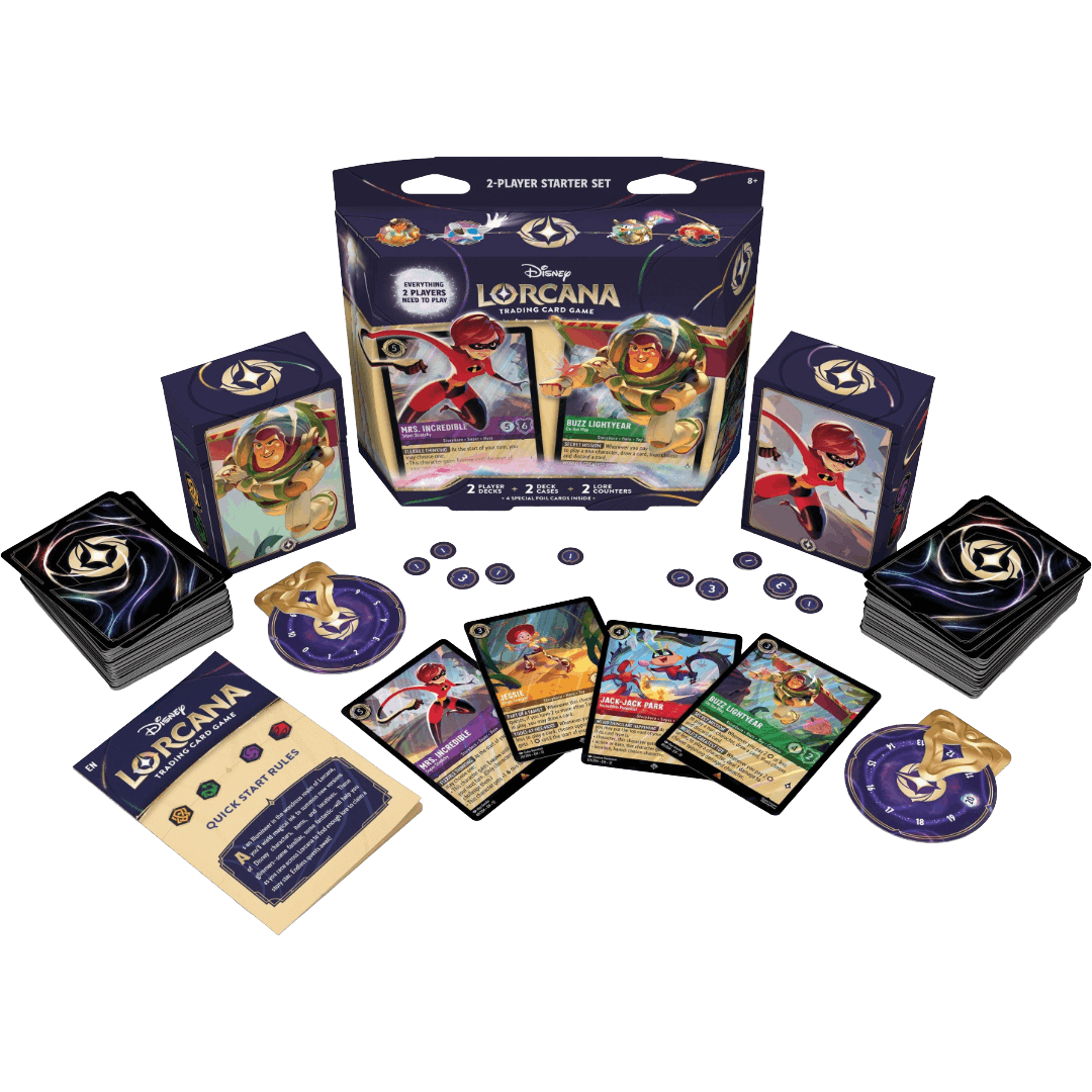 Disney Lorcana Spielaufbau mit Deck, Ablage, Tintenvorrat und Spielbereich