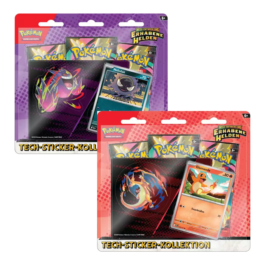 Pokémon - Mega Entwicklung / Erhabene Helden Tech Sticker Kollektion 3-Pack Blister Nebulak (DE)
