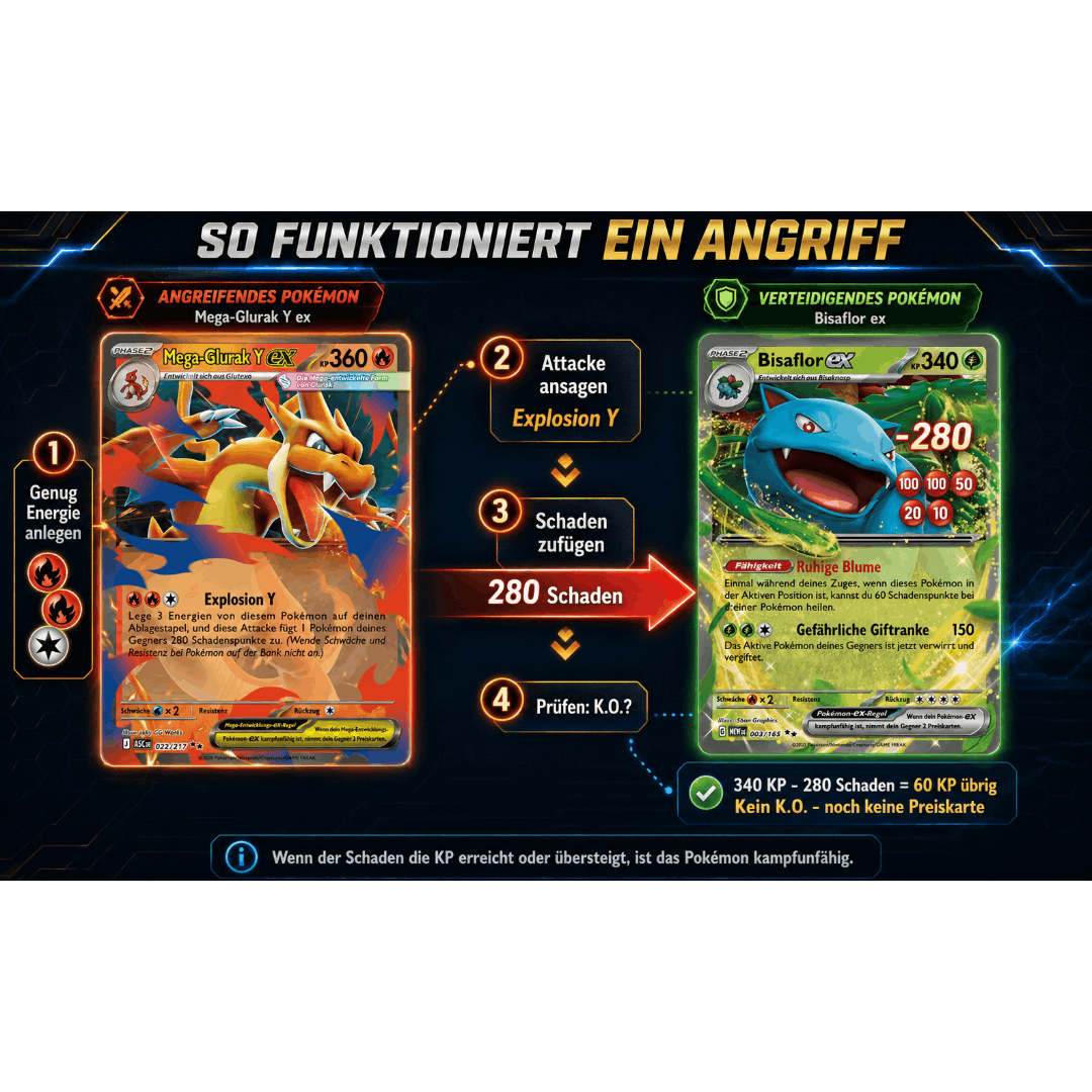 Pokémon TCG Angriff, Energiekosten und Schaden einfach erklärt
