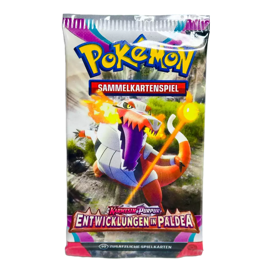 Pokémon Entwicklungen in Paldea Booster Pack – deutsche Version – Vorderansicht der Verpackung