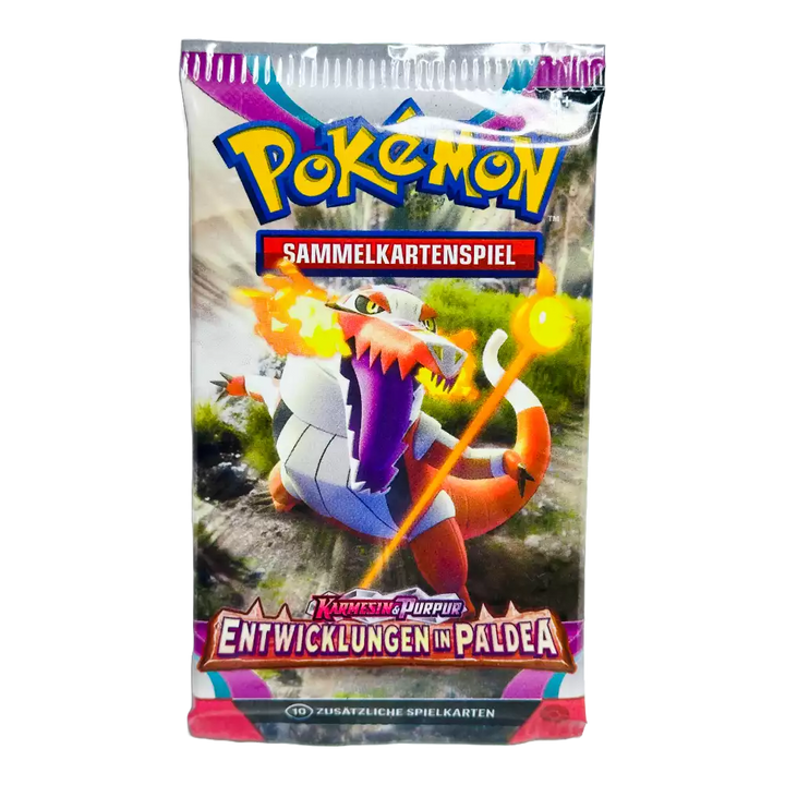 Pokémon Entwicklungen in Paldea Booster Pack – deutsche Version – Vorderansicht der Verpackung