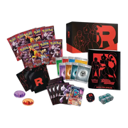Geöffnete Pokémon Ewige Rivalen Top‑Trainer‑Box – deutsche Version – Inhalt mit Booster‑Packs, Hüllen, Würfeln, Spielanleitung und Promokarte