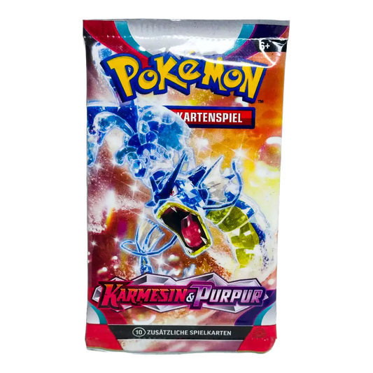 Pokémon Karmesin & Purpur Booster Pack – deutsche Version – Vorderansicht der Verpackung