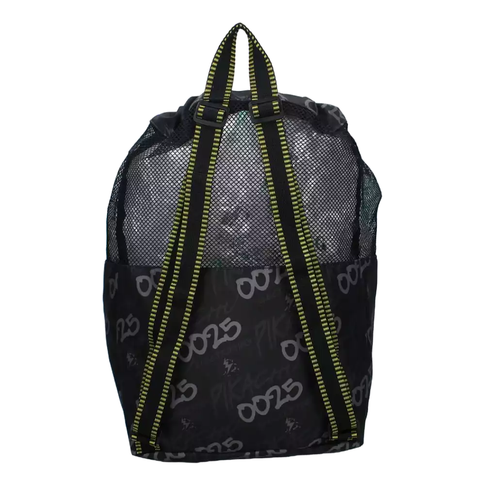 Rückansicht des Pokémon Pikachu Sportbeutels in Blau/Schwarz (40 cm) – einfacher, kompakter Beutel mit Kordelzugverschluss – ideal für den täglichen Gebrauch und Fans von Pokémon