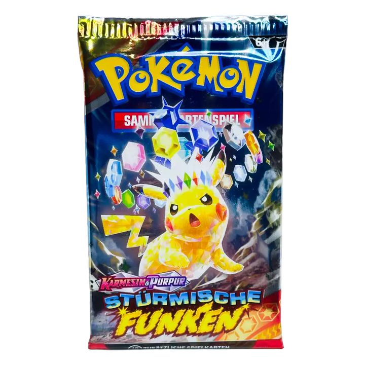 Pokémon Stürmische Funken Booster Pack – deutsche Version – Vorderansicht der Verpackung