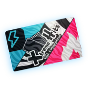 Xtreme Hits Black and White Edition Playmat – Vorderansicht der Spielmatte mit kontrastreichem Design in Schwarz, Weiß, Türkis und Magenta, geeignet für Pokémon und andere Trading Card Games